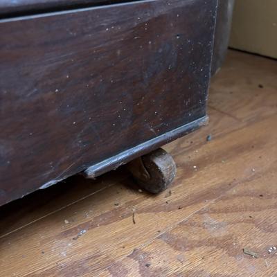 LOT 381: Antique Carved Wood & Marble Sideboard