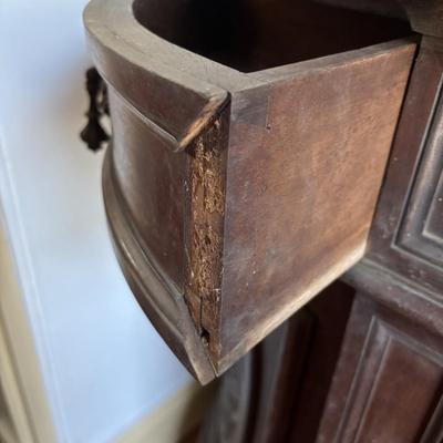 LOT 381: Antique Carved Wood & Marble Sideboard