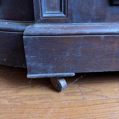 LOT 381: Antique Carved Wood & Marble Sideboard