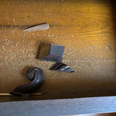 LOT 381: Antique Carved Wood & Marble Sideboard