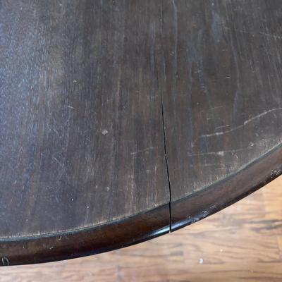 LOT 382: Antique Table (wooden slides & wheels), 2 set of 4 Vintage Chairs