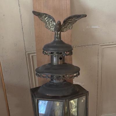 LOT 385: Vintage Eagle Brass Hexagonal Carriage Lantern