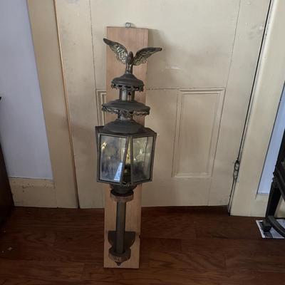 LOT 385: Vintage Eagle Brass Hexagonal Carriage Lantern