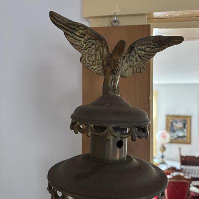 LOT 385: Vintage Eagle Brass Hexagonal Carriage Lantern