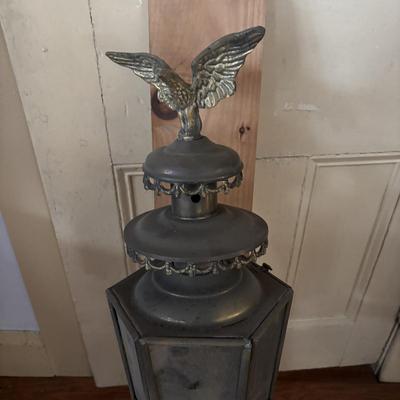 LOT 386: Vintage Eagle Brass Hexagonal Carriage Lantern