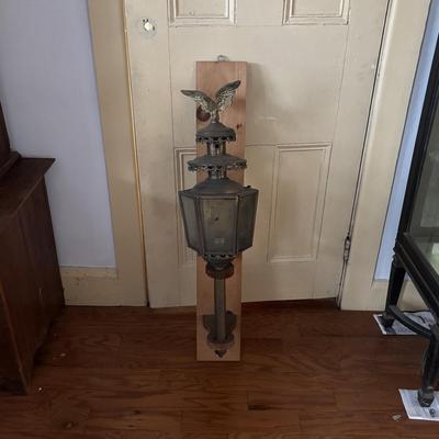 LOT 386: Vintage Eagle Brass Hexagonal Carriage Lantern