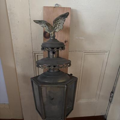 LOT 386: Vintage Eagle Brass Hexagonal Carriage Lantern
