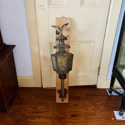 LOT 386: Vintage Eagle Brass Hexagonal Carriage Lantern