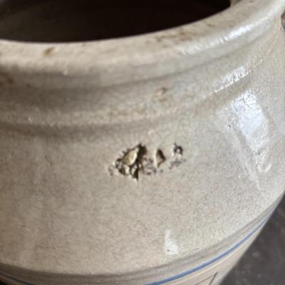 LOT 389: Vintage Stoneware Finley Acker & Co. Cheese Crock & Stoneware Jug