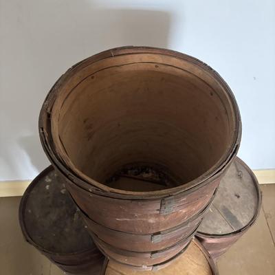 LOT 391: Antique Primitive Wooden Barrels