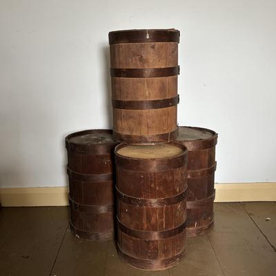 LOT 391: Antique Primitive Wooden Barrels