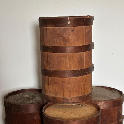 LOT 391: Antique Primitive Wooden Barrels