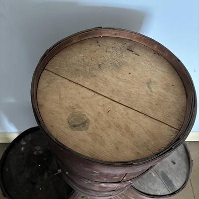 LOT 391: Antique Primitive Wooden Barrels