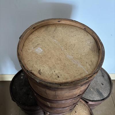 LOT 391: Antique Primitive Wooden Barrels
