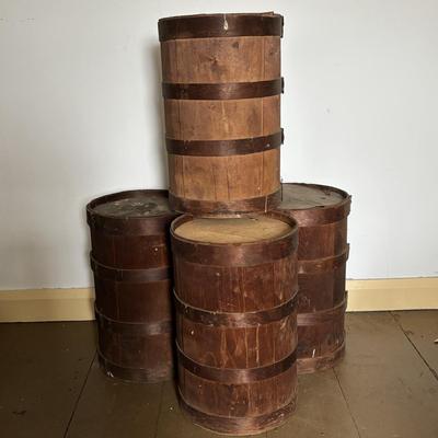 LOT 391: Antique Primitive Wooden Barrels
