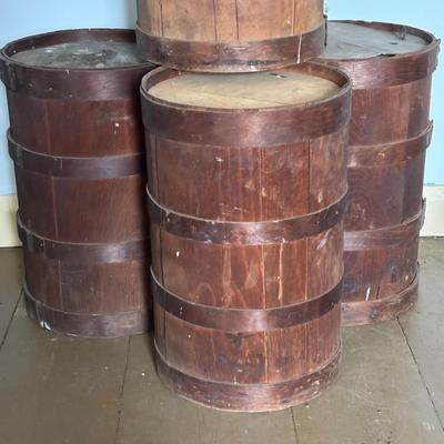 LOT 391: Antique Primitive Wooden Barrels