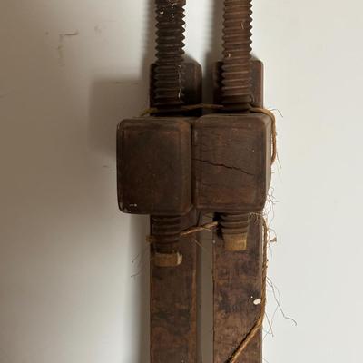 LOT 392: Antique Wooden Bar Clamps