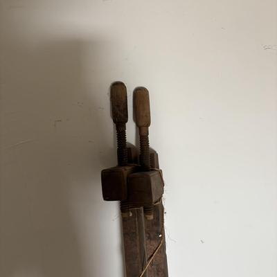 LOT 392: Antique Wooden Bar Clamps