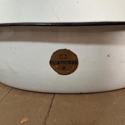 LOT 399: Vintage Enamelware Flintstone Wash Basin/Baby Tub & More