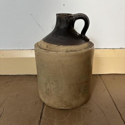 LOT 400: Vintage Primitives: Stoneware Jug, Ladle, Feed Scoops, Long Handles Saucepan & More