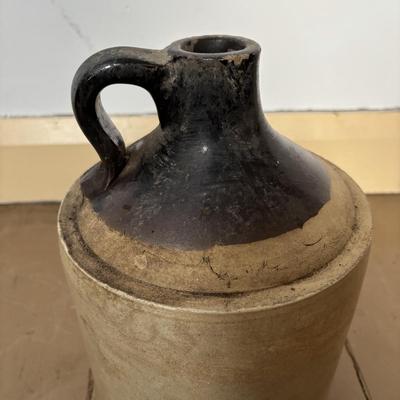 LOT 400: Vintage Primitives: Stoneware Jug, Ladle, Feed Scoops, Long Handles Saucepan & More