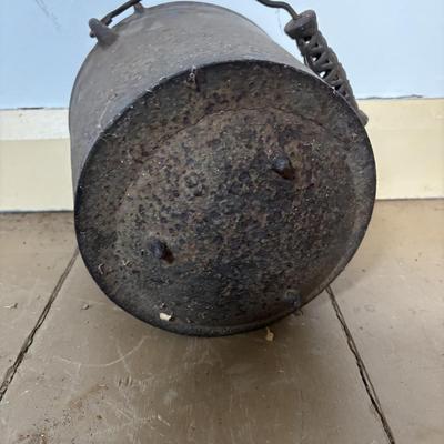 LOT 400: Vintage Primitives: Stoneware Jug, Ladle, Feed Scoops, Long Handles Saucepan & More