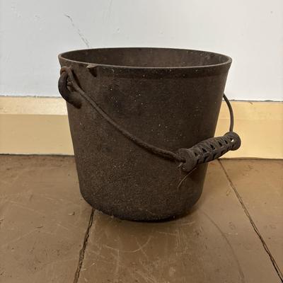 LOT 400: Vintage Primitives: Stoneware Jug, Ladle, Feed Scoops, Long Handles Saucepan & More