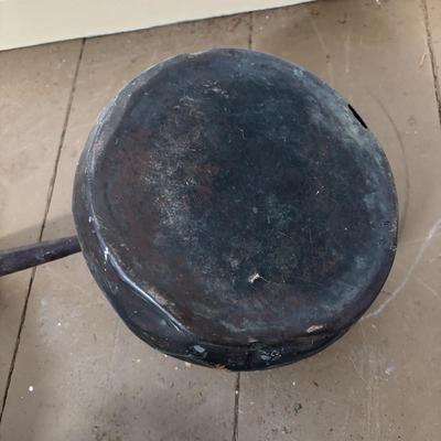 LOT 400: Vintage Primitives: Stoneware Jug, Ladle, Feed Scoops, Long Handles Saucepan & More