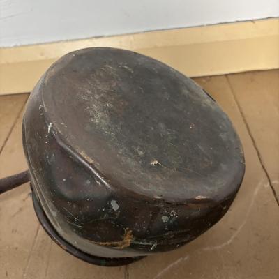 LOT 400: Vintage Primitives: Stoneware Jug, Ladle, Feed Scoops, Long Handles Saucepan & More