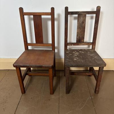 LOT 401: Vintage Children's Collection: Garden Tools, Books, Wooden Pull Toy & Woodend Chairs