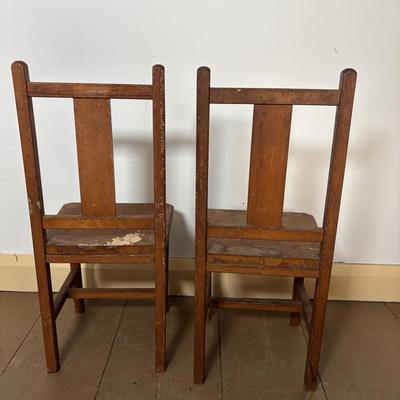 LOT 401: Vintage Children's Collection: Garden Tools, Books, Wooden Pull Toy & Woodend Chairs