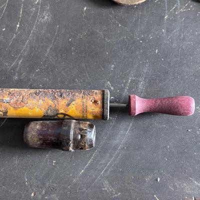 LOT 404 Well Loved Antique Toy Collection: Rudolph Steiner Co. The 15 Puzzle Bakelite Game w/Storage, Composition Doll, Nosey Hound...