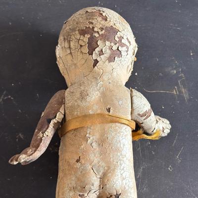 LOT 404 Well Loved Antique Toy Collection: Rudolph Steiner Co. The 15 Puzzle Bakelite Game w/Storage, Composition Doll, Nosey Hound...