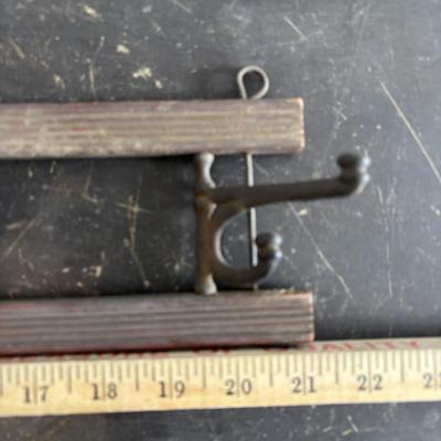 LOT 407: Vintage Victorian Wall Cabinet & Hat/Coat Rack w/4Swivel Cast Hooks, Wall Hung