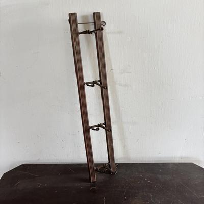 LOT 407: Vintage Victorian Wall Cabinet & Hat/Coat Rack w/4Swivel Cast Hooks, Wall Hung