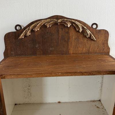 LOT 407: Vintage Victorian Wall Cabinet & Hat/Coat Rack w/4Swivel Cast Hooks, Wall Hung
