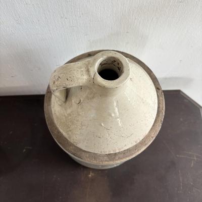 LOT 409: Vintage Stoneware Collection: #1 & #3 Bean Pots/Food Storage Crocks (no lids), Jugs & Amber Glass Bottle