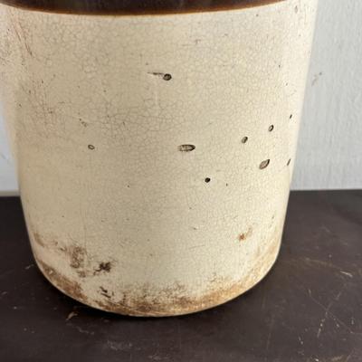 LOT 409: Vintage Stoneware Collection: #1 & #3 Bean Pots/Food Storage Crocks (no lids), Jugs & Amber Glass Bottle