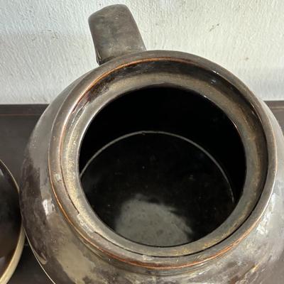 LOT 409: Vintage Stoneware Collection: #1 & #3 Bean Pots/Food Storage Crocks (no lids), Jugs & Amber Glass Bottle