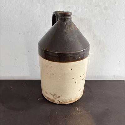 LOT 409: Vintage Stoneware Collection: #1 & #3 Bean Pots/Food Storage Crocks (no lids), Jugs & Amber Glass Bottle