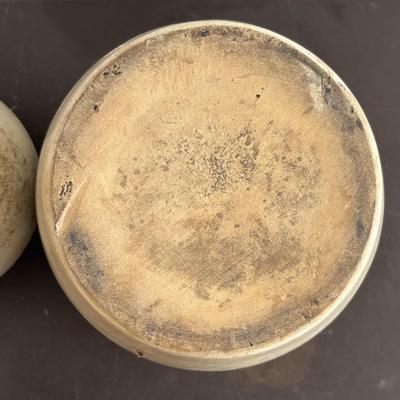 LOT 409: Vintage Stoneware Collection: #1 & #3 Bean Pots/Food Storage Crocks (no lids), Jugs & Amber Glass Bottle