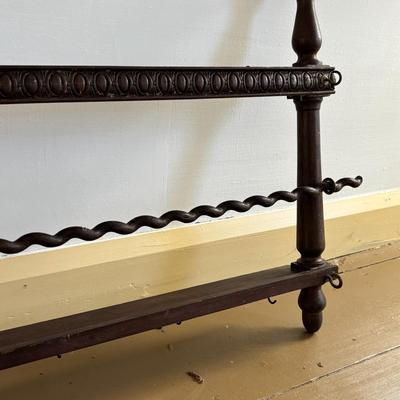 LOT: 410: Antique Wooden Plate & Cup Holder/ Spices Rack 40" in length