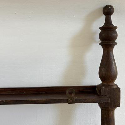 LOT: 410: Antique Wooden Plate & Cup Holder/ Spices Rack 40" in length