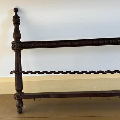 LOT: 410: Antique Wooden Plate & Cup Holder/ Spices Rack 40" in length