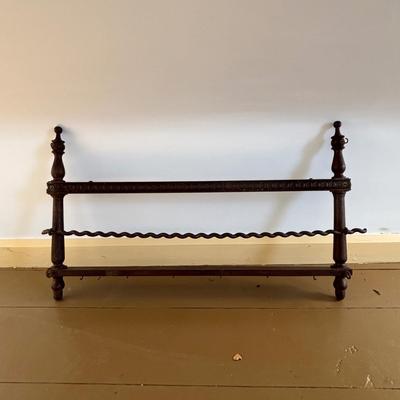 LOT: 410: Antique Wooden Plate & Cup Holder/ Spices Rack 40" in length
