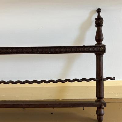 LOT: 410: Antique Wooden Plate & Cup Holder/ Spices Rack 40" in length