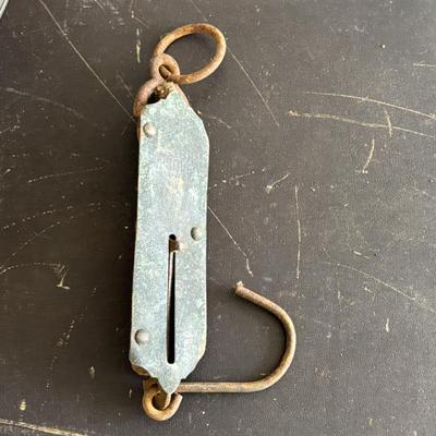 LOT 411: Vintage Kitchen: Butter Churn, Rustic Tin, Measuring Cup & Scale