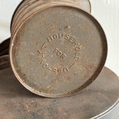 LOT 411: Vintage Kitchen: Butter Churn, Rustic Tin, Measuring Cup & Scale