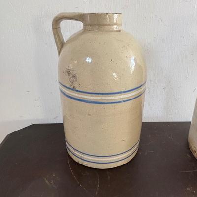 LOT 412: Antique Finley Acker's Salt Glaze Jug & Unmarked Jug