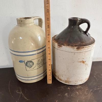 LOT 412: Antique Finley Acker's Salt Glaze Jug & Unmarked Jug